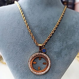 Çelik Gold Burgu Versace Çeyrek Çerçeveli Kolye