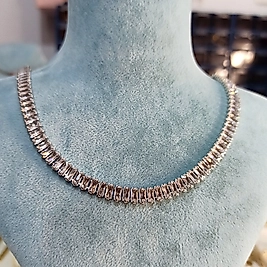 Pirinç Gümüş Su Yolu Baget Taşlı Kolye