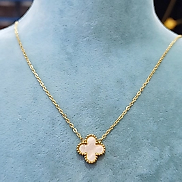 Çelik Gold Beyaz Tek 🍀 Van Cleff Kolye