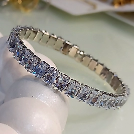 Çelik Gümüş Kaplama Kare Baget Bileklik