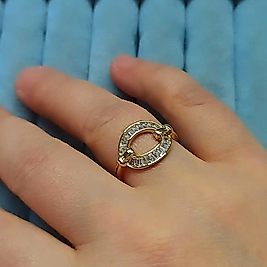 14K Oval Taşlı Yüzük