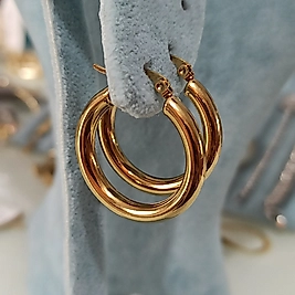 Çelik Gold Kaplama Halka Küpe