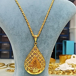 22K Altın Kaplama Tuğralı Damla Kolye