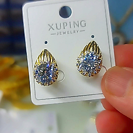 Xuping 14K Damla Taşlı Küpe