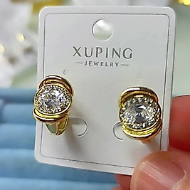 Xuping 14K Yuvarlak Taşlı Küpe