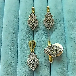 14K Brilant 🍇 Taşlı 3 Lü Set