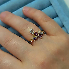 14K Lila Çiçekli Yüzük
