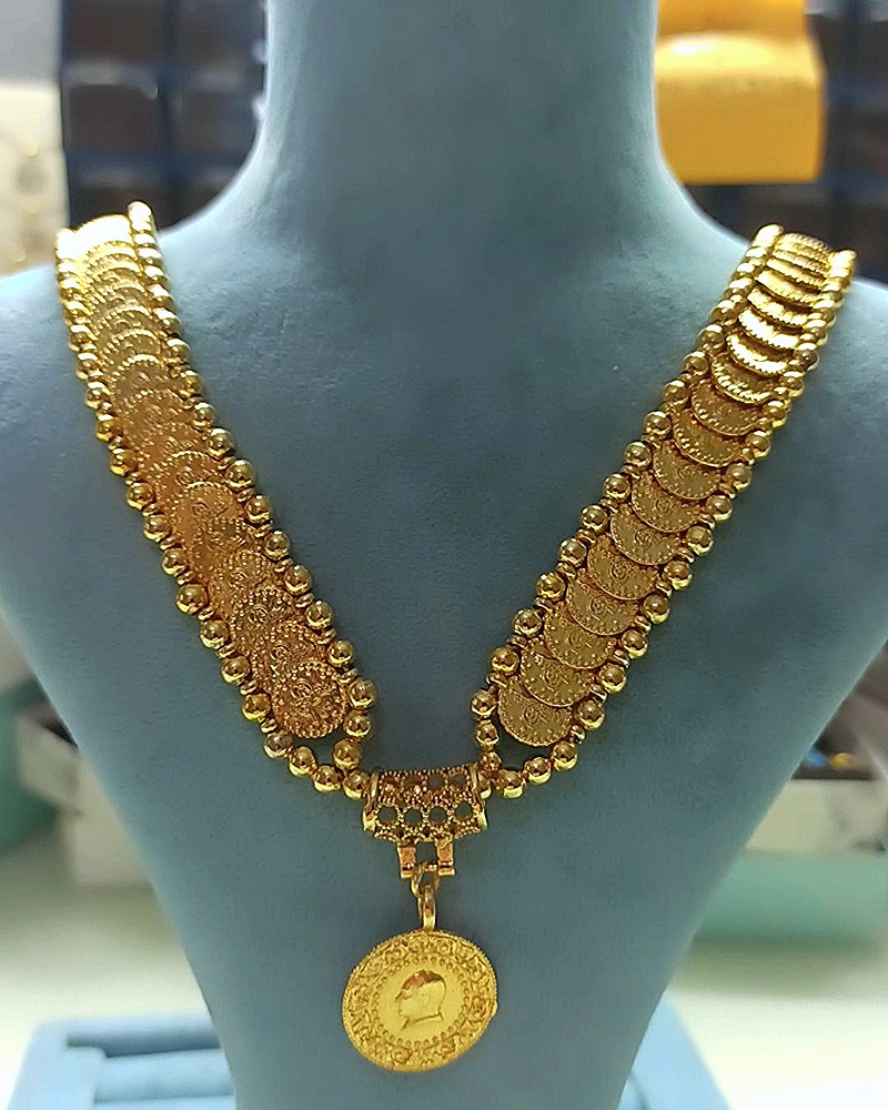 Tuğra Pullu Dorikalı Çeyrekli 60 Cm Kolye