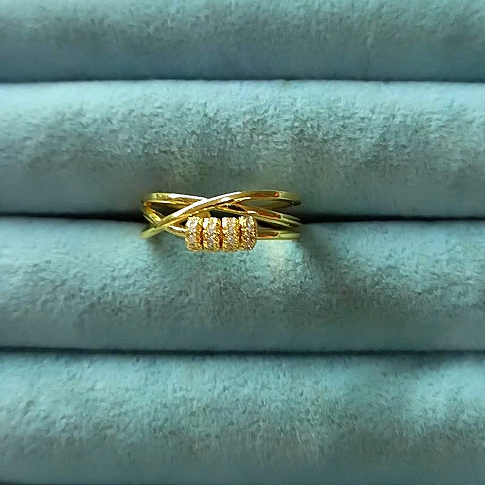 14K Çapraz Taşlı Yüzük