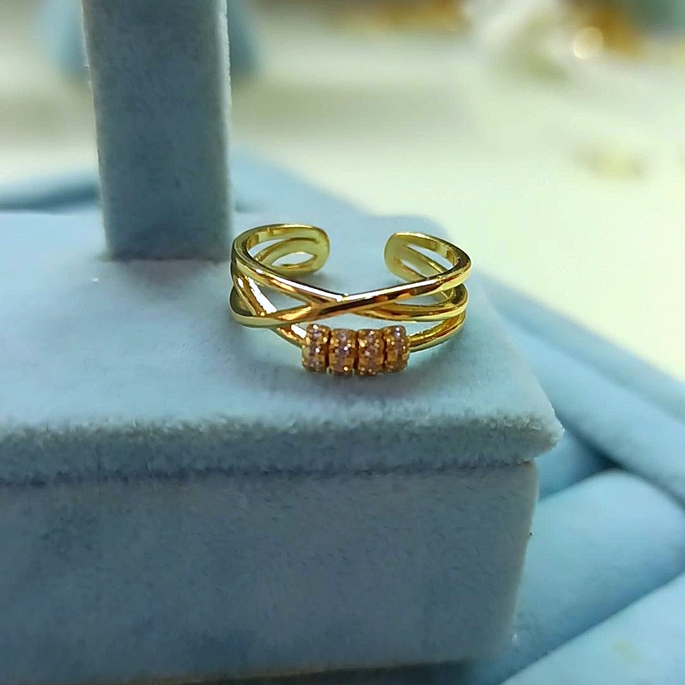 14K Çapraz Taşlı Yüzük