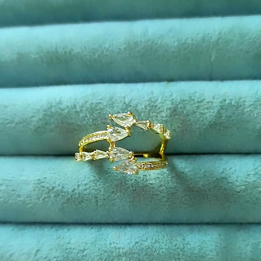 14K Çift Taş Sıra Yüzük