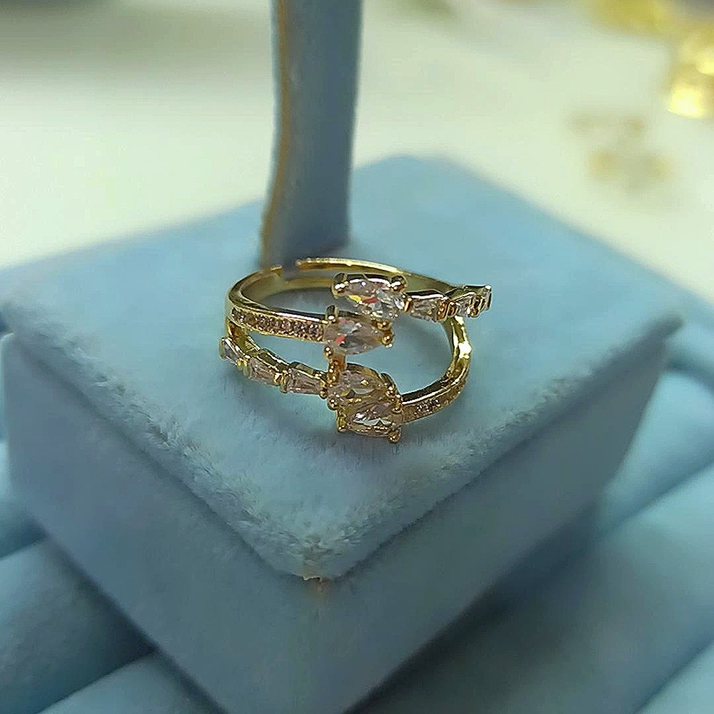 14K Çift Taş Sıra Yüzük