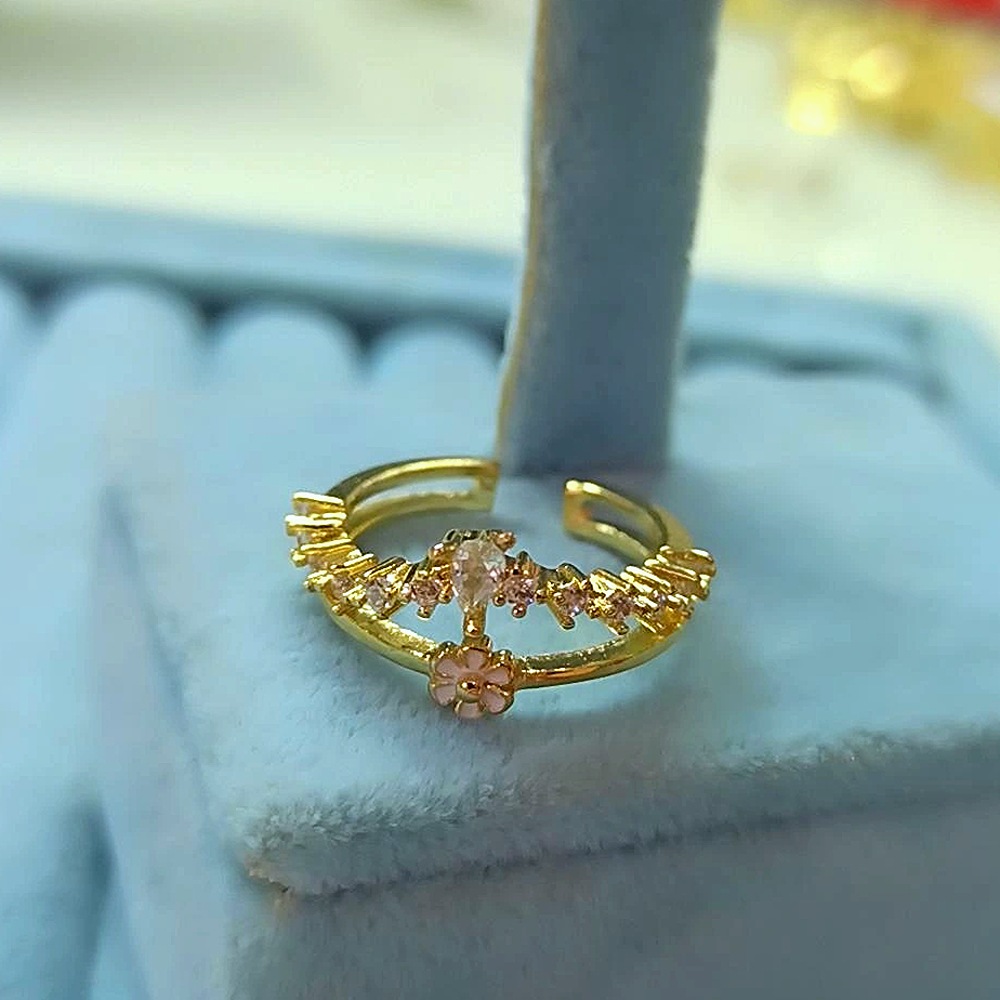 14K Çift Sıra Çiçekli Yüzük