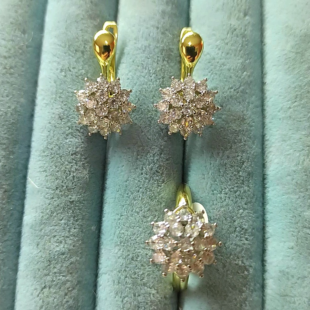 Brilant 14K Çiçek Taşlı 2 Li Set