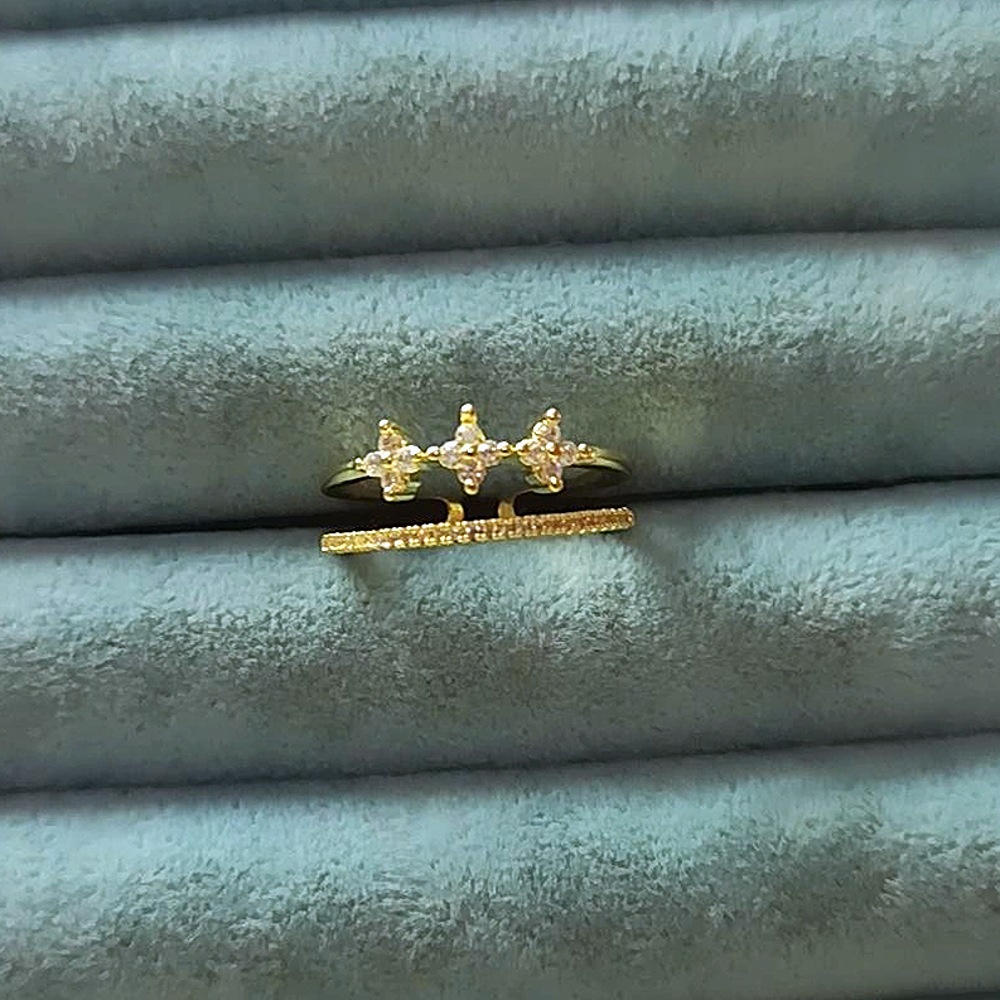 14K Çift Sıra Minimal Yonca Yüzük