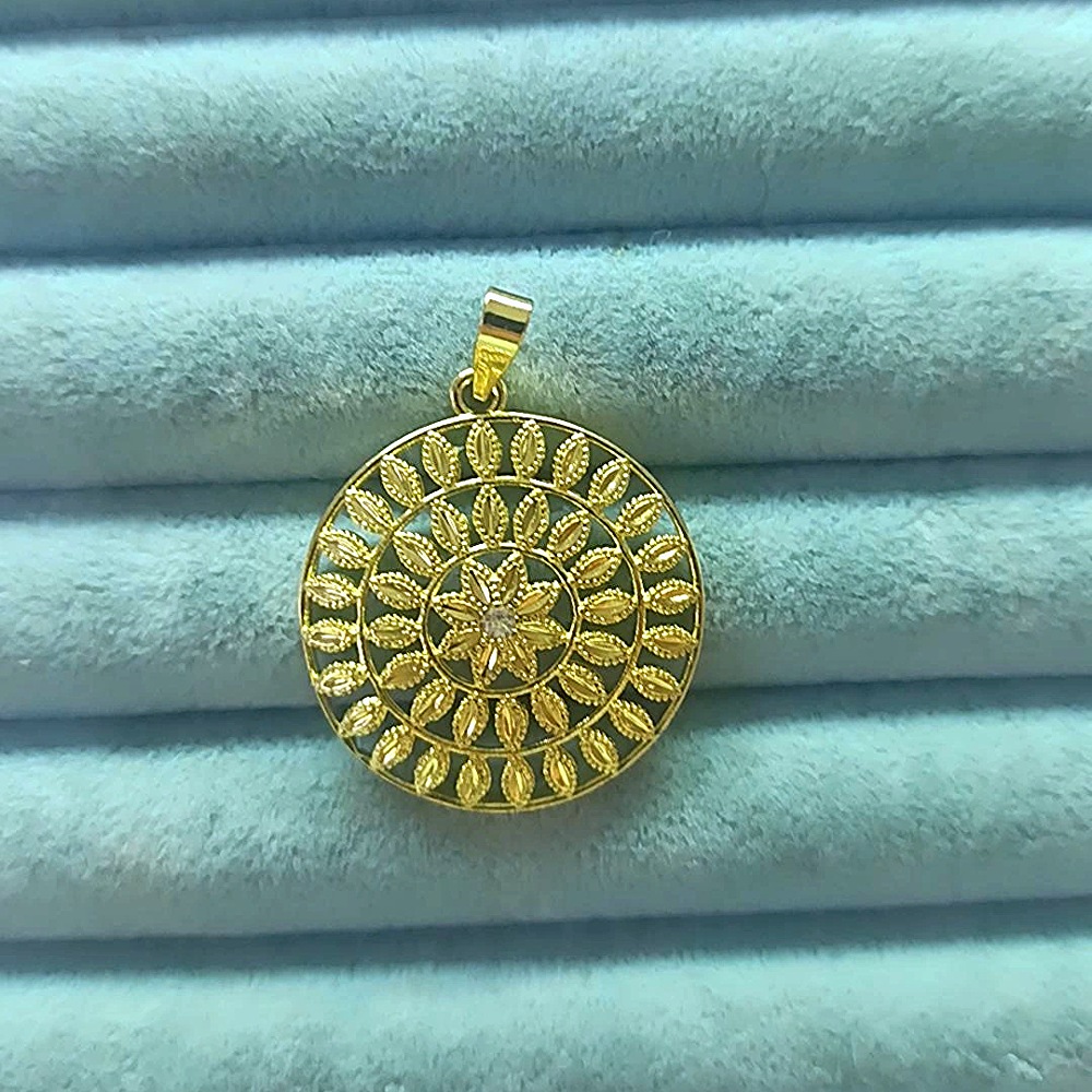 14K Yuvarlak Çiçekli Kolye Uc.