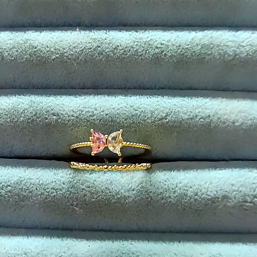 14K Pembe 🦋 Taşlı Yüzük