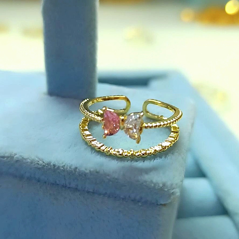 14K Pembe 🦋 Taşlı Yüzük