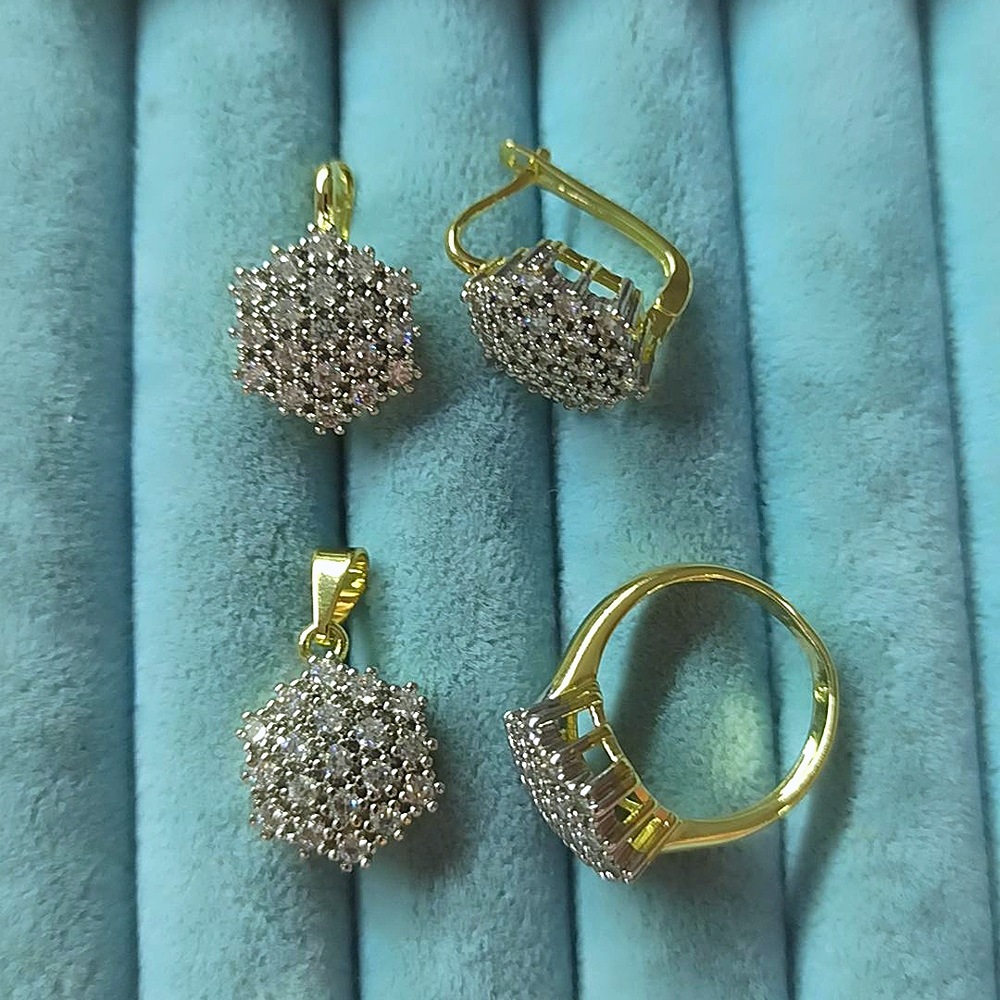 14K Brilant 6 Gen Taşlı 3 Lü Set