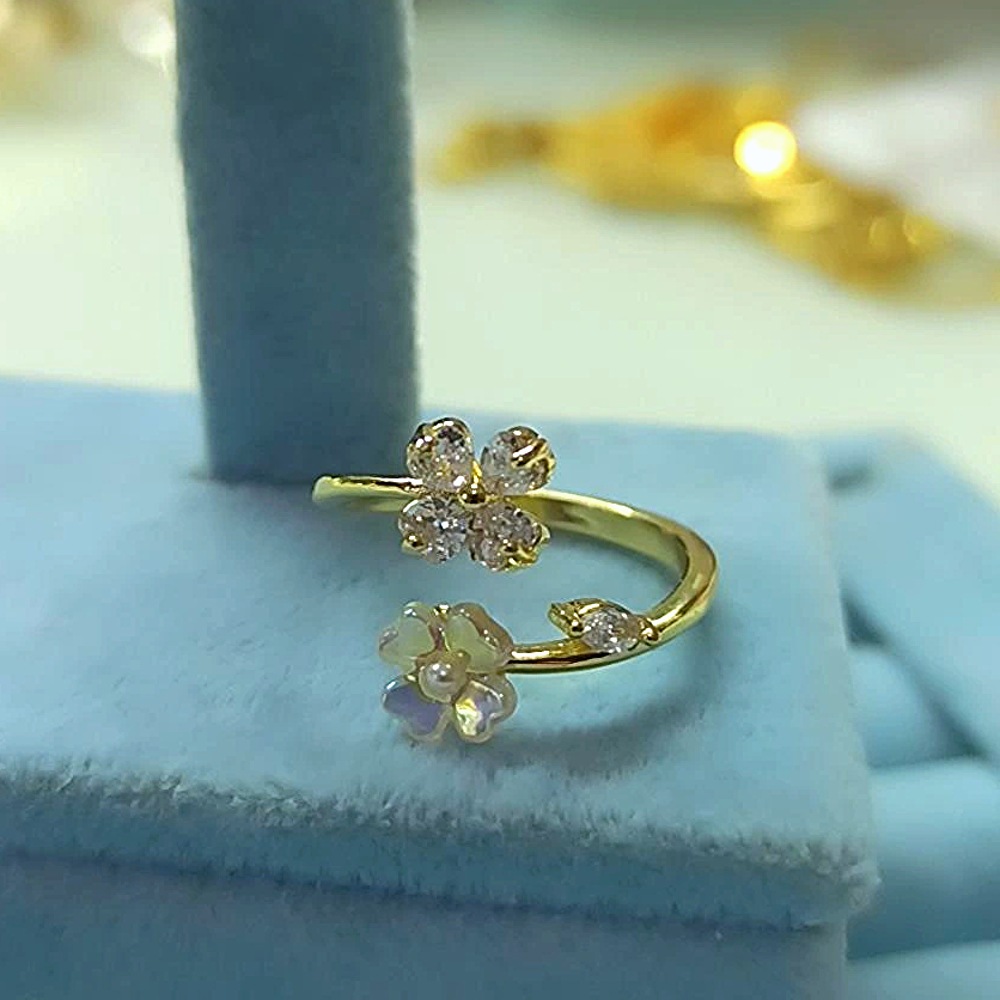 14K Çift Çiçekli Yüzük