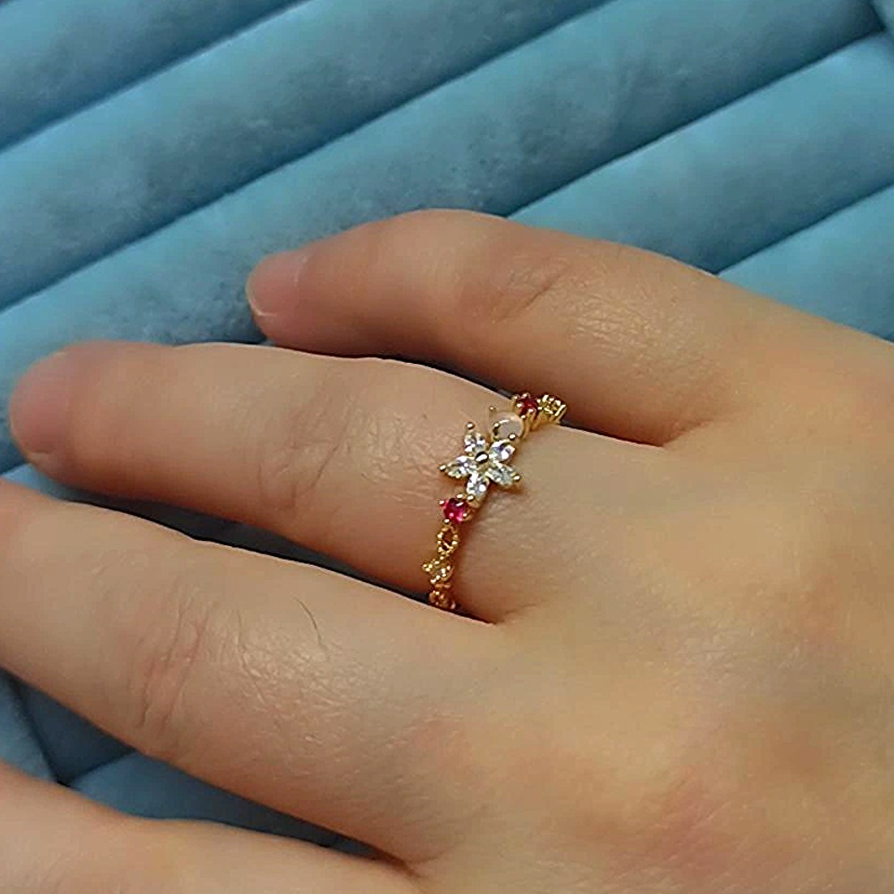 14K ⭐ Pembe Taşlı Yüzük